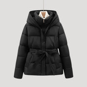 Elegant waisted puffer coat