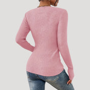 Ribbed long sleeve henley top