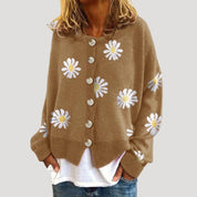 Women’s oversized knitted daisy print cardigan