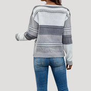 Women’s striped knit v-neck jumper sweater