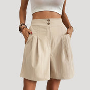 High-waisted pleated wide-leg shorts