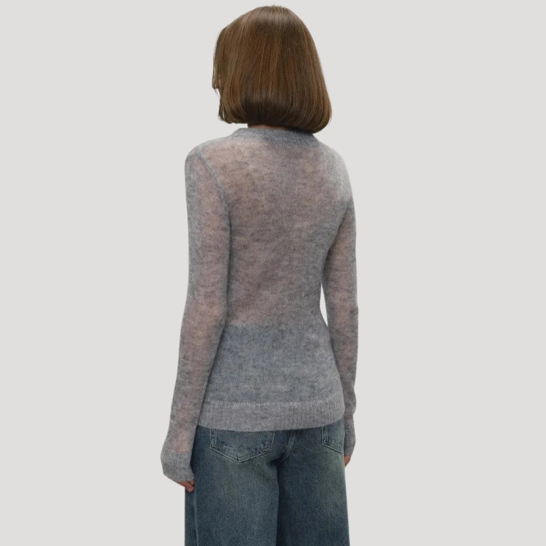 Women's soft sheer wool knit crewneck jumper