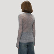 Women's soft sheer wool knit crewneck jumper