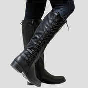 Women’s flat knee high winter boots leather