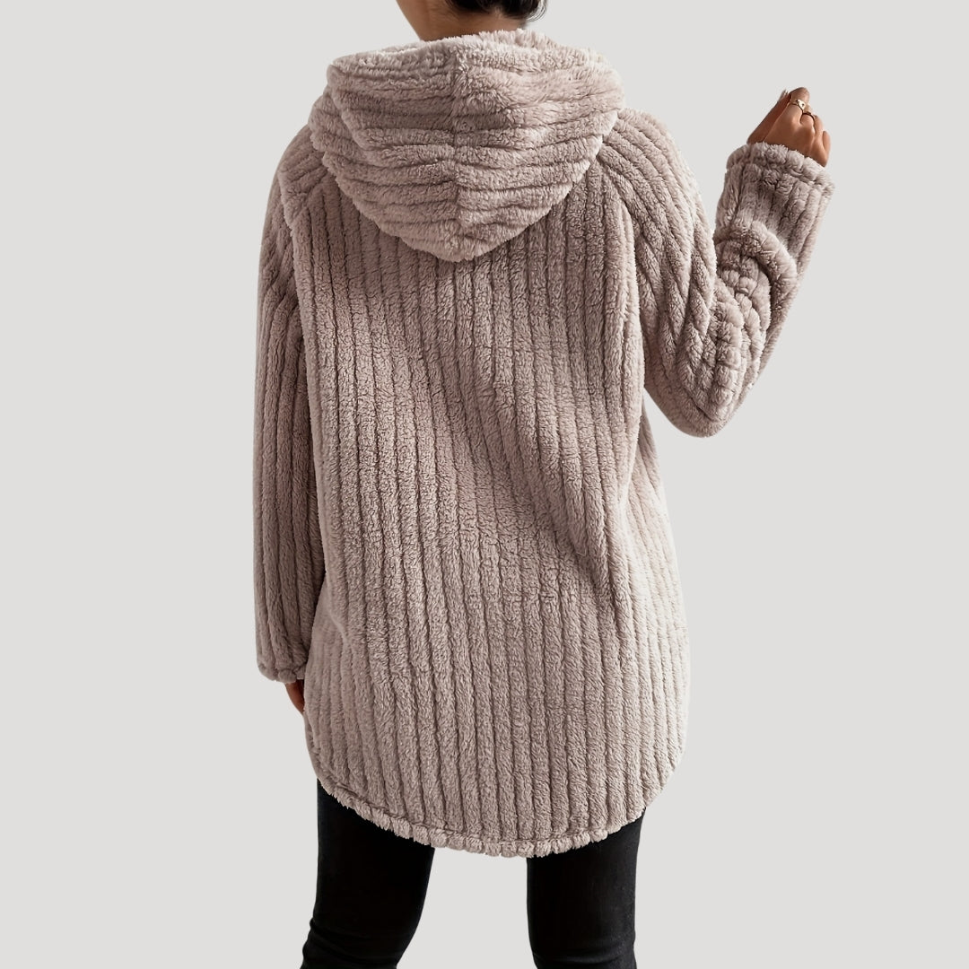 Women’s oversized hoodie jumper cosy fleece ribbed knit