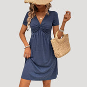 Women's twist-front short-sleeve mini summer dress