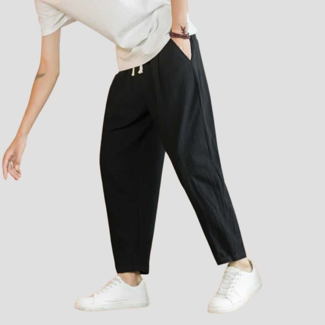 Men’s linen cropped trousers – casual summer lightweight fit