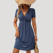 Women's twist-front short-sleeve mini summer dress