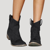 Women’s suede ankle boots low heel cowboy style