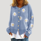 Women’s oversized knitted daisy print cardigan