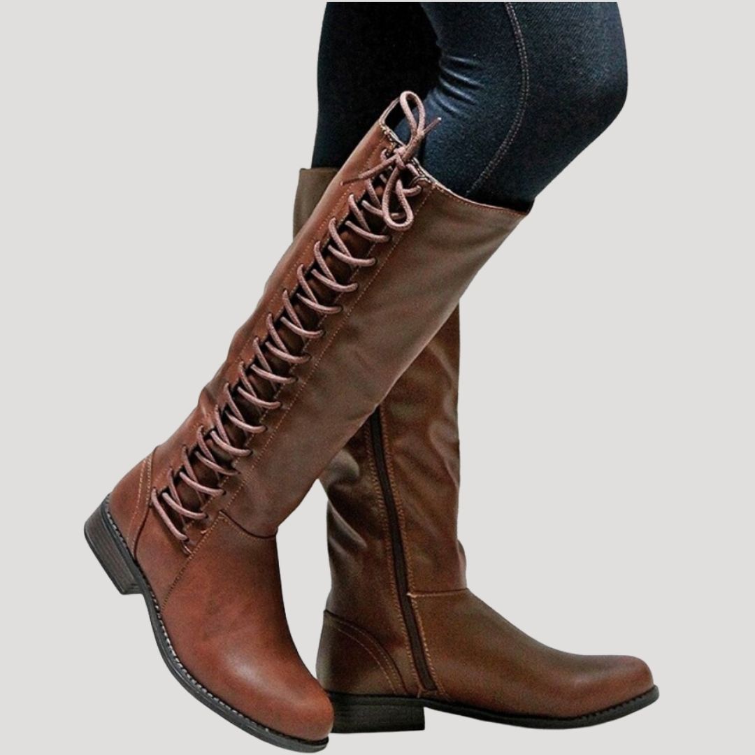 Women’s flat knee high winter boots leather