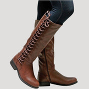 Women’s flat knee high winter boots leather
