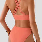 Strappy bikini set with high-waist bottoms