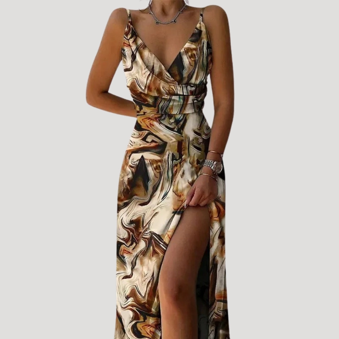 Elegant floral print maxi dress