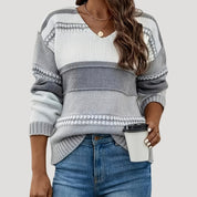 Women’s striped knit v-neck jumper sweater