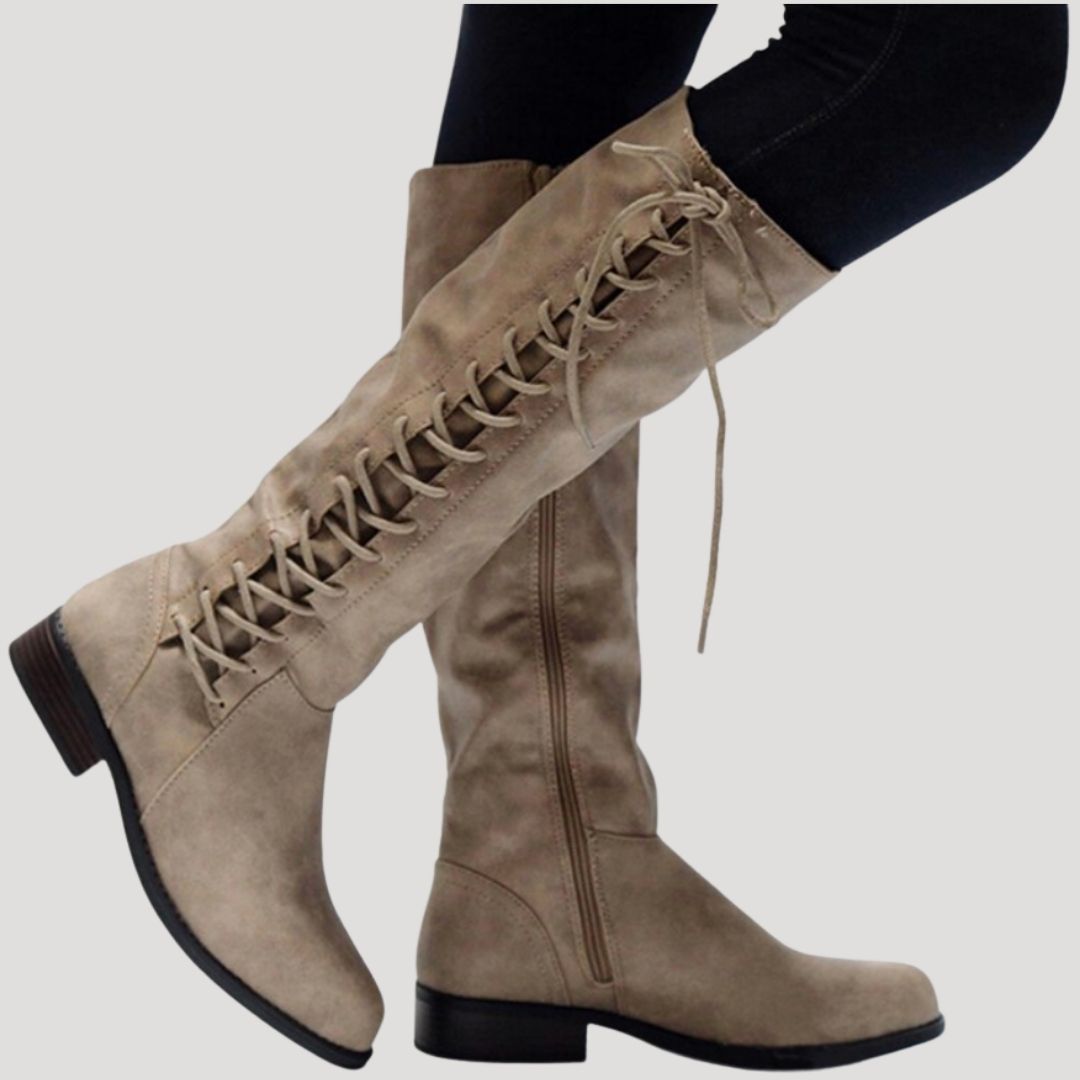 Women’s flat knee high winter boots leather