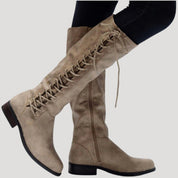 Women’s flat knee high winter boots leather