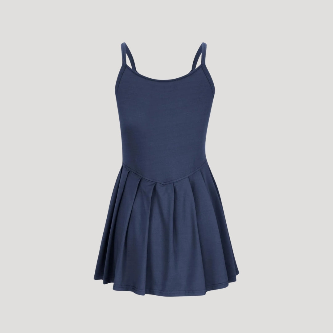 Sleeveless pleated skater dress