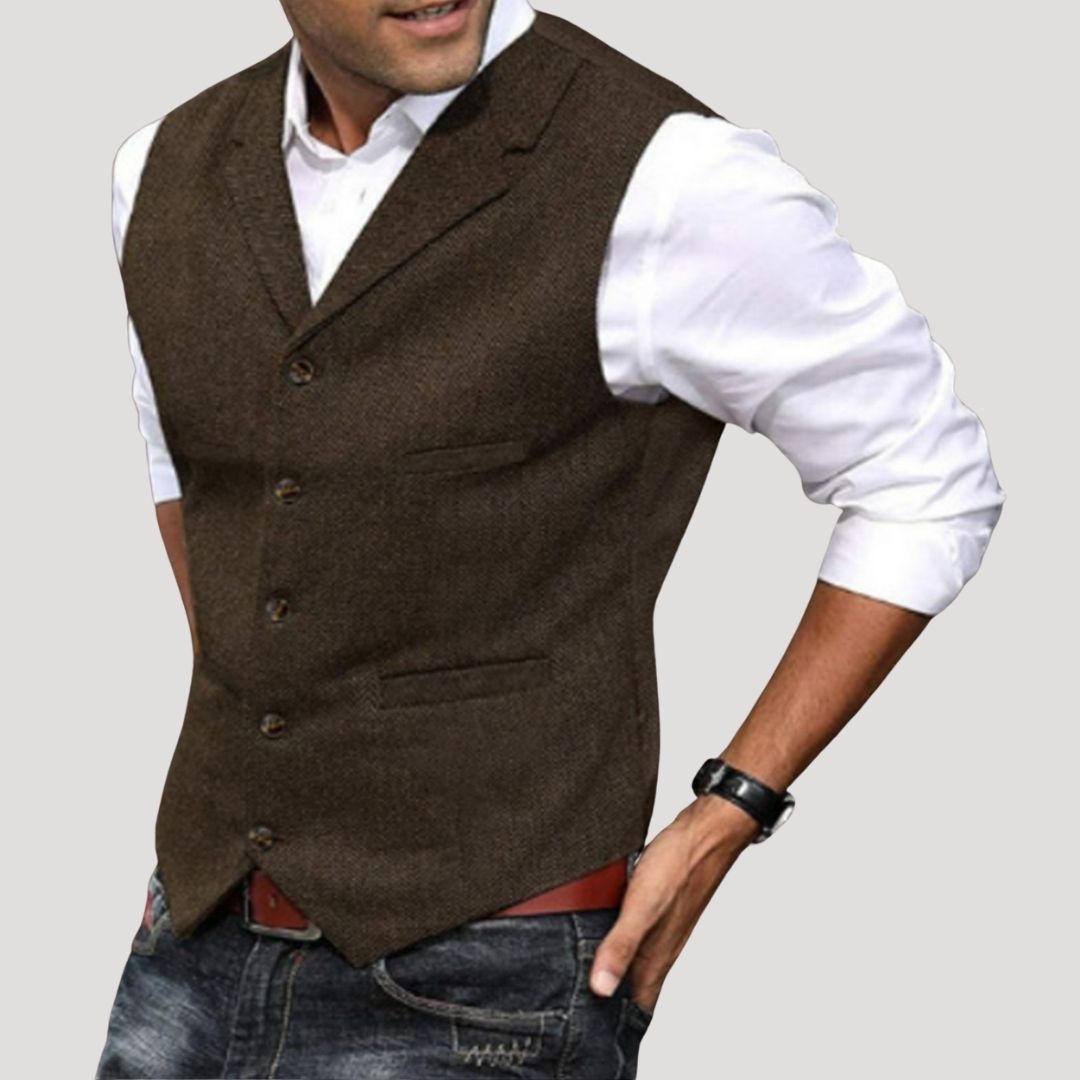 Men’s wool tweed winter smart casual waistcoat