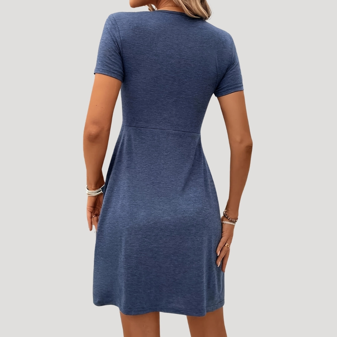 Women's twist-front short-sleeve mini summer dress