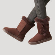 Women fur-lined bow winter boots