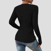 Ribbed long sleeve henley top