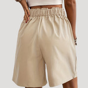 High-waisted pleated wide-leg shorts