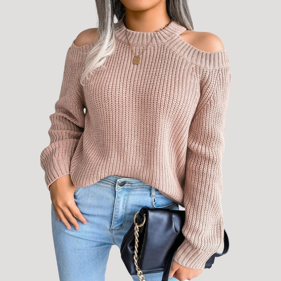 Women’s off shoulder chunky knit sweater