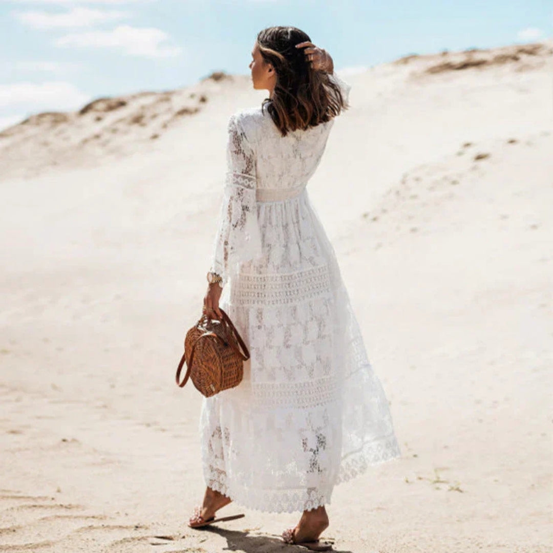 Women’s lace boho summer beach maxi dress