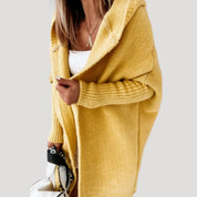 Women’s chunky knit hooded longline cardigan