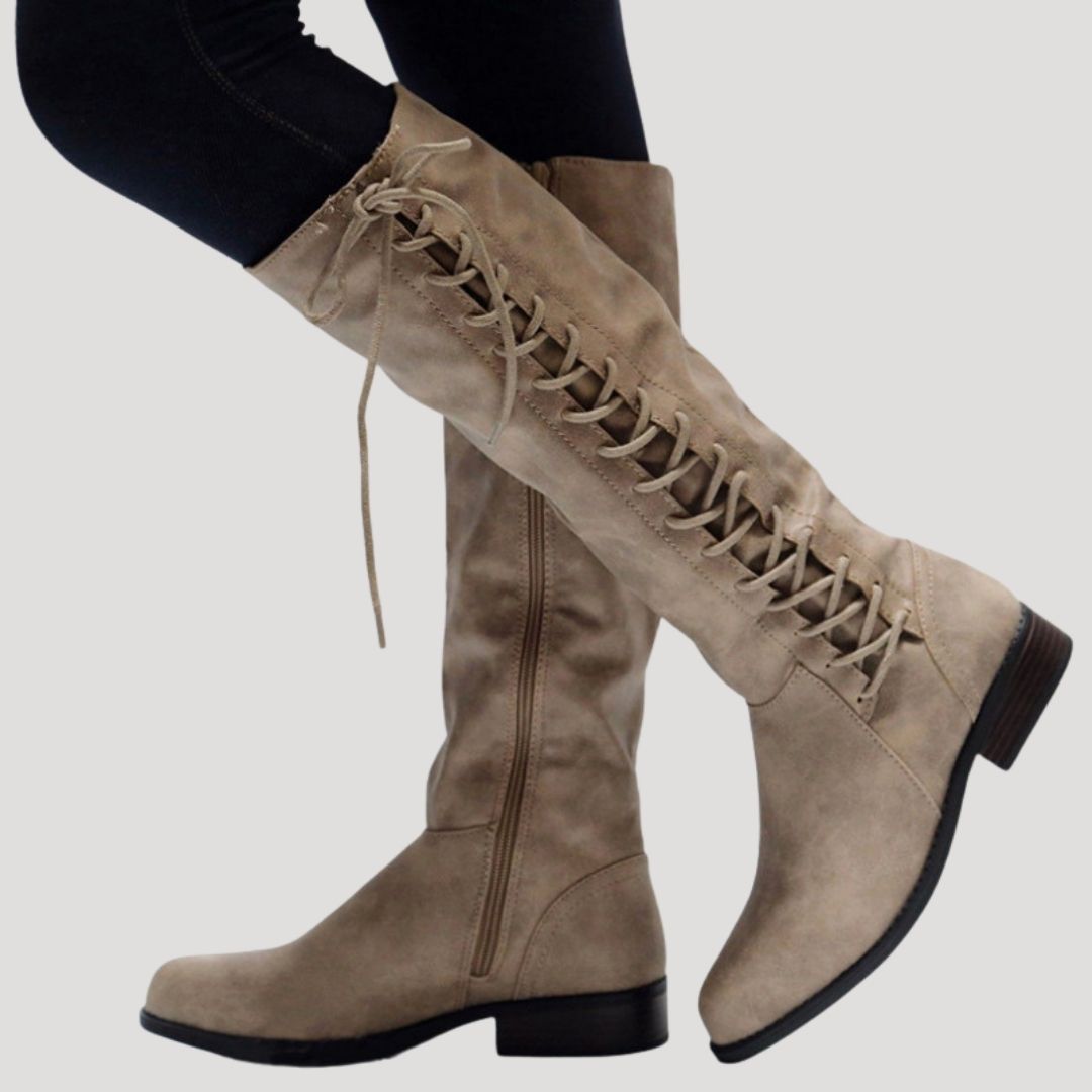 Women’s flat knee high winter boots leather