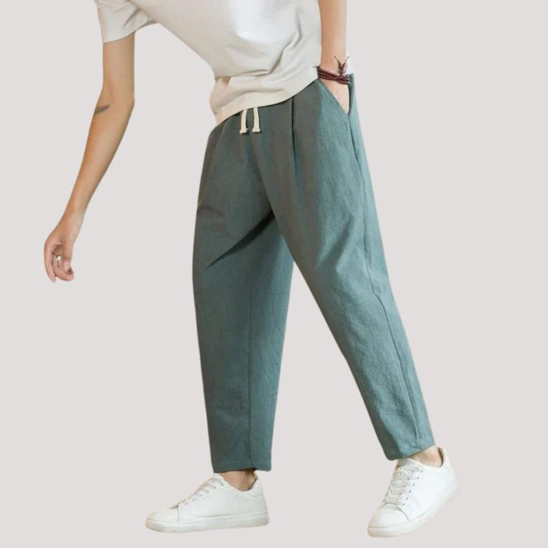 Men’s linen cropped trousers – casual summer lightweight fit