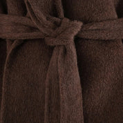 Women’s faux fur trim belted wrap wool winter coat