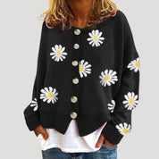 Women’s oversized knitted daisy print cardigan