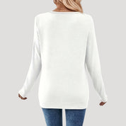 V-neck button-detail long-sleeve top