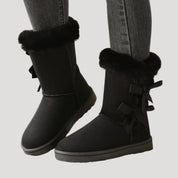 Women fur-lined bow winter boots