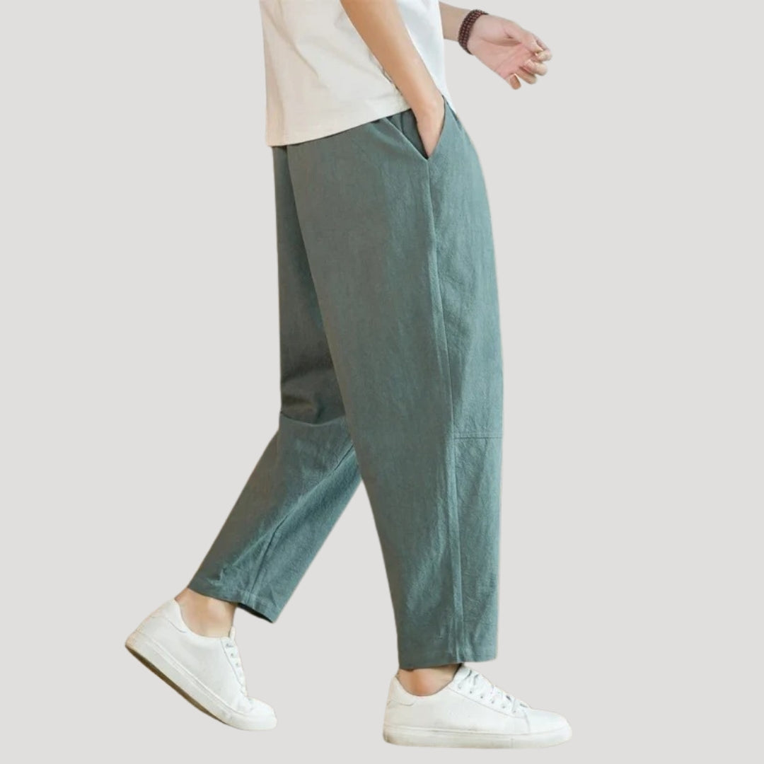 Men’s linen cropped trousers – casual summer lightweight fit