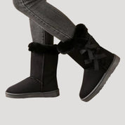 Women fur-lined bow winter boots