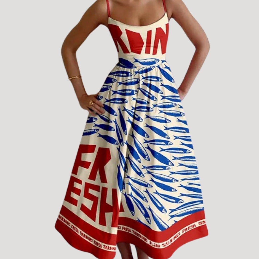 Women’s summer midi sundress – sleeveless printed holiday