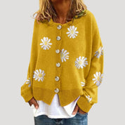 Women’s oversized knitted daisy print cardigan