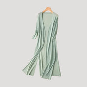 Women's long lightweight cardigan – open front knit