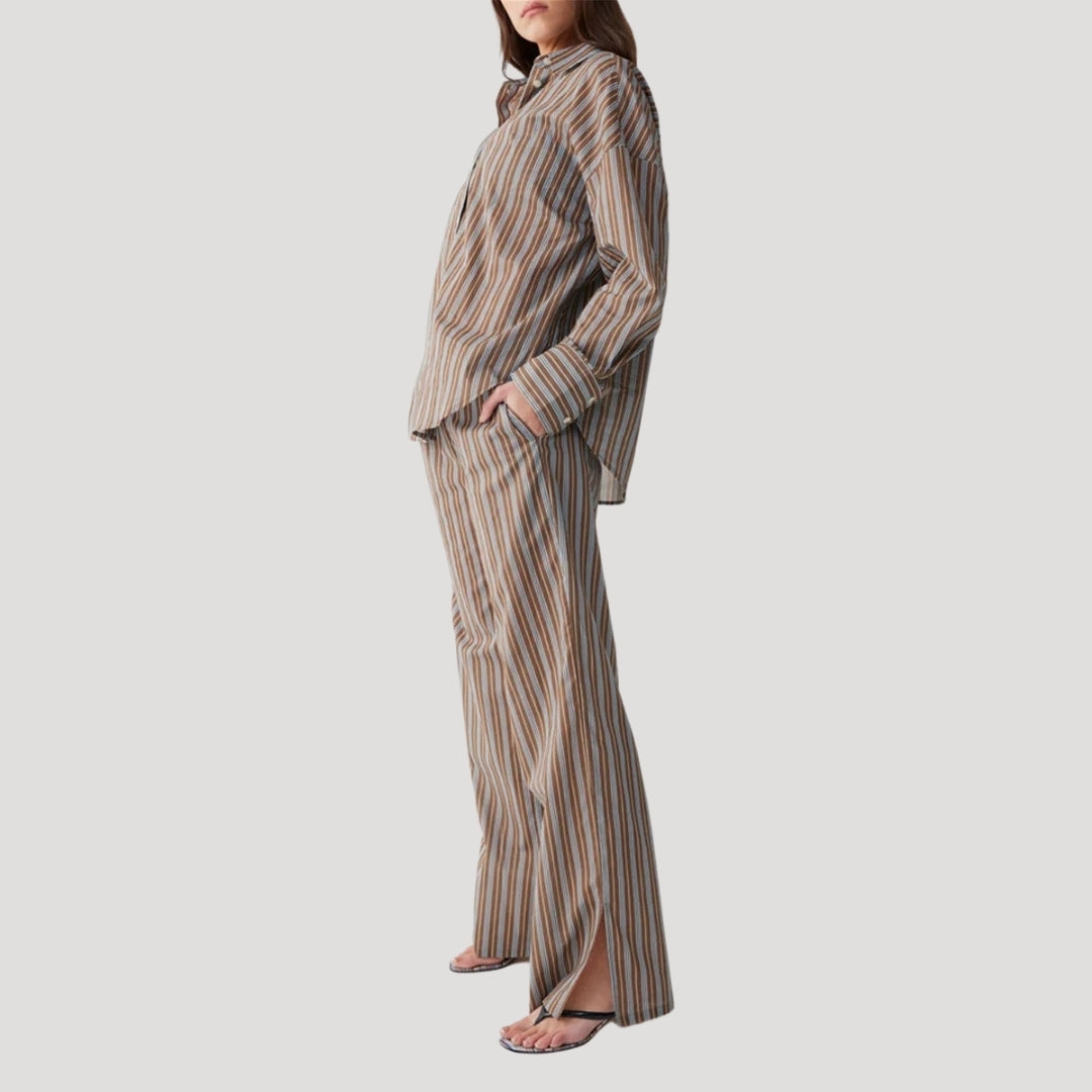 Striped relaxed-fit shirt and trouser set