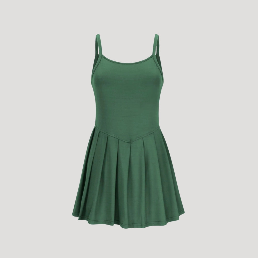 Sleeveless pleated skater dress