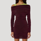 Off-shoulder ruched bodycon dress