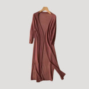Women's long lightweight cardigan – open front knit