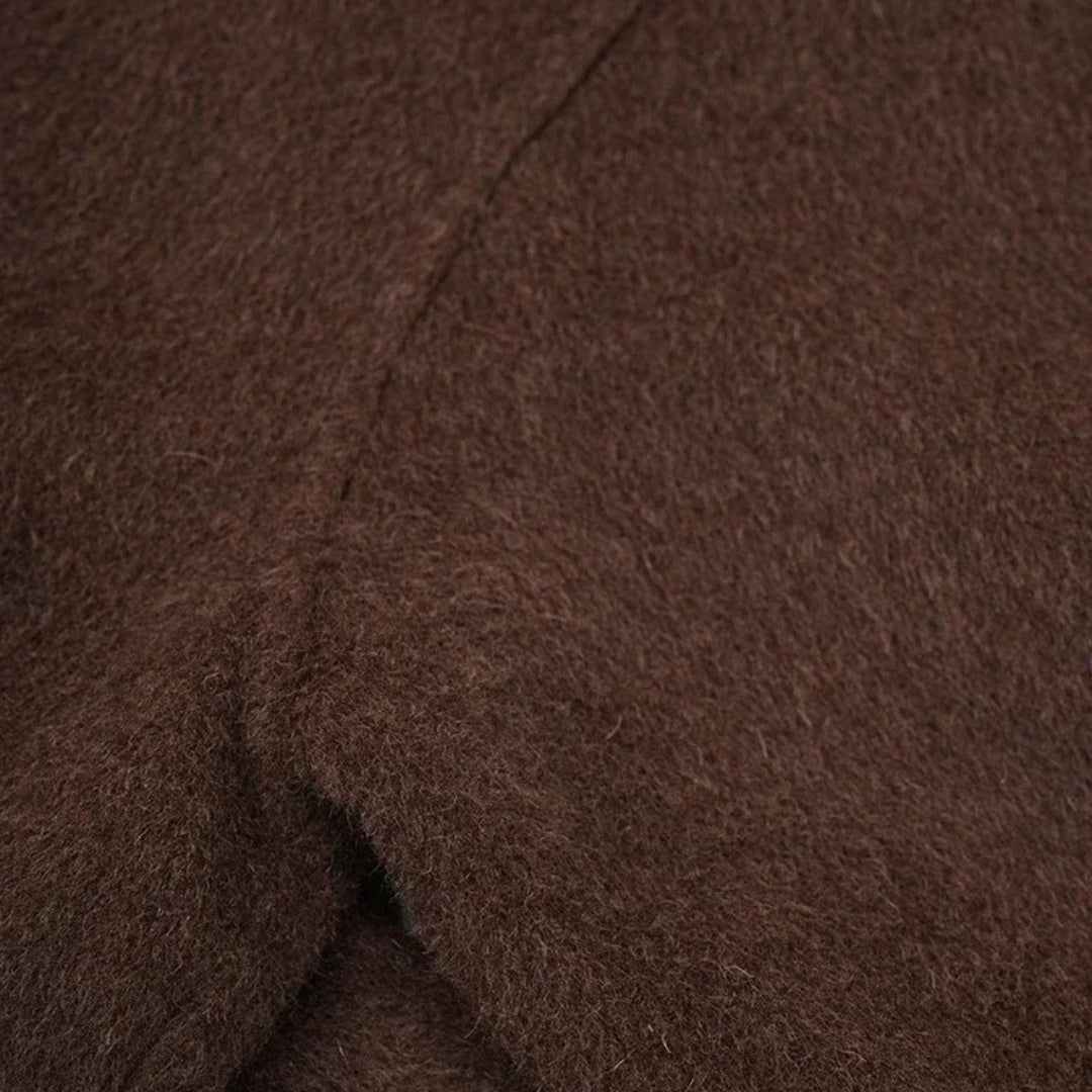Women’s faux fur trim belted wrap wool winter coat
