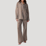 Striped relaxed-fit shirt and trouser set