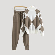 Women’s loungewear set – knit argyle two piece