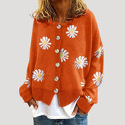 Women’s oversized knitted daisy print cardigan