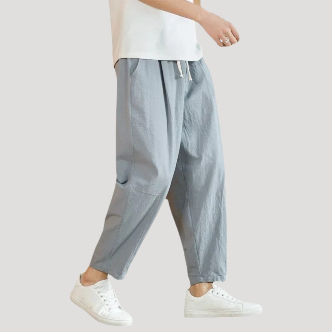 Men’s linen cropped trousers – casual summer lightweight fit
